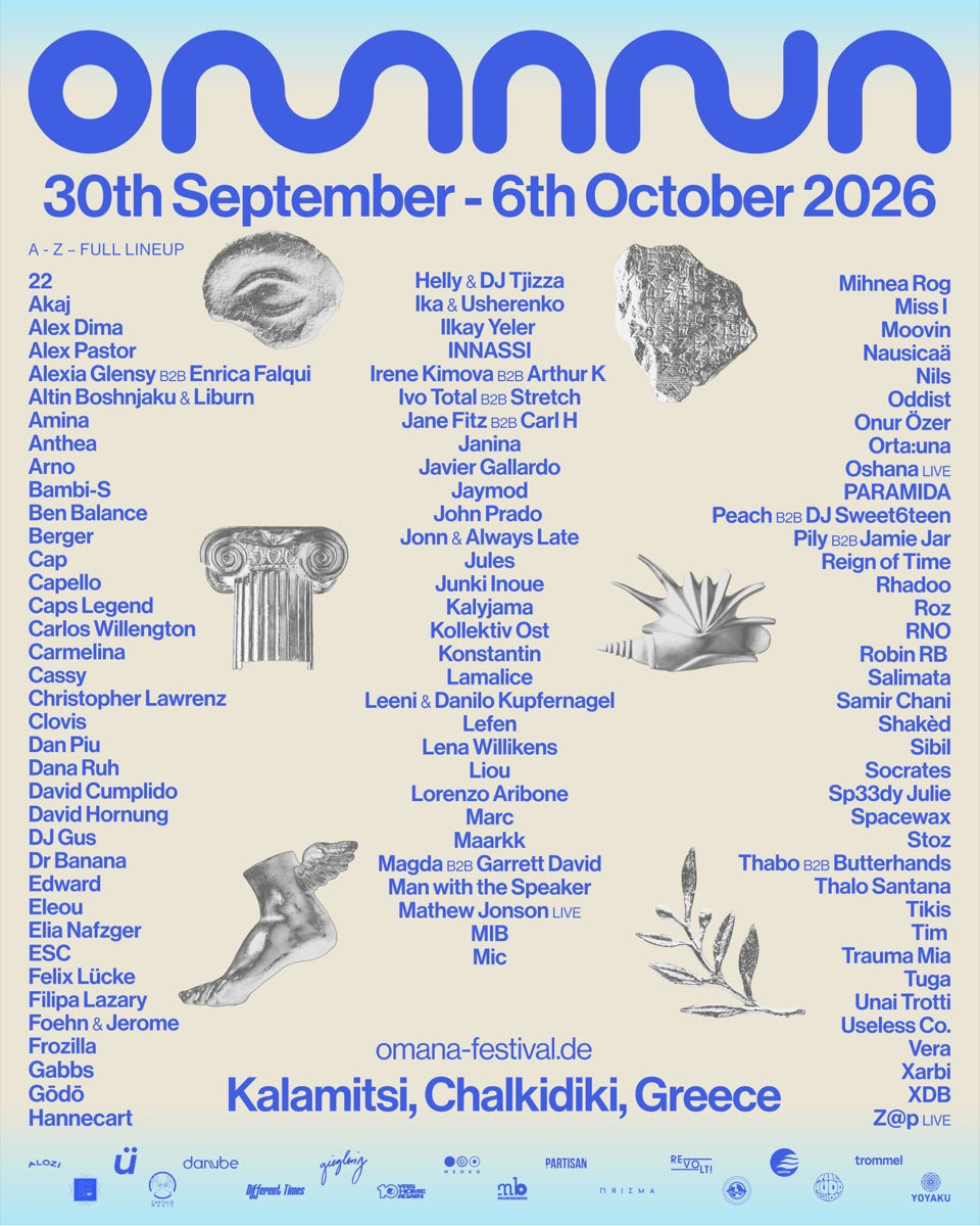 Omana Festival 2026 — full A to Z lineup · 30 September to 6 October · Kalamitsi, Chalkidiki, Greece
